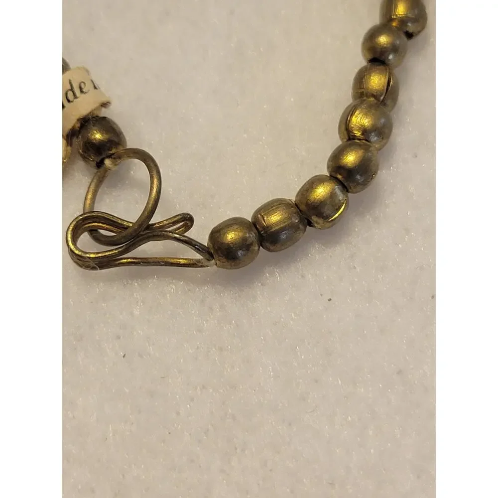 Brass Bronze Necklace Serpentine Reticulated Tube Beaded Metal Fashion‎ Jewelry